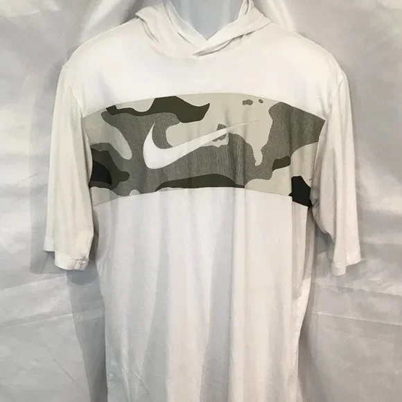 Nike Camo Short Sleeve Athletic Sport Hoodie Shirt - Picture 1 of 4